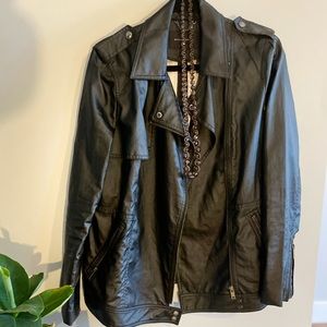 Coated Linen (faux leather) Moto Jacket